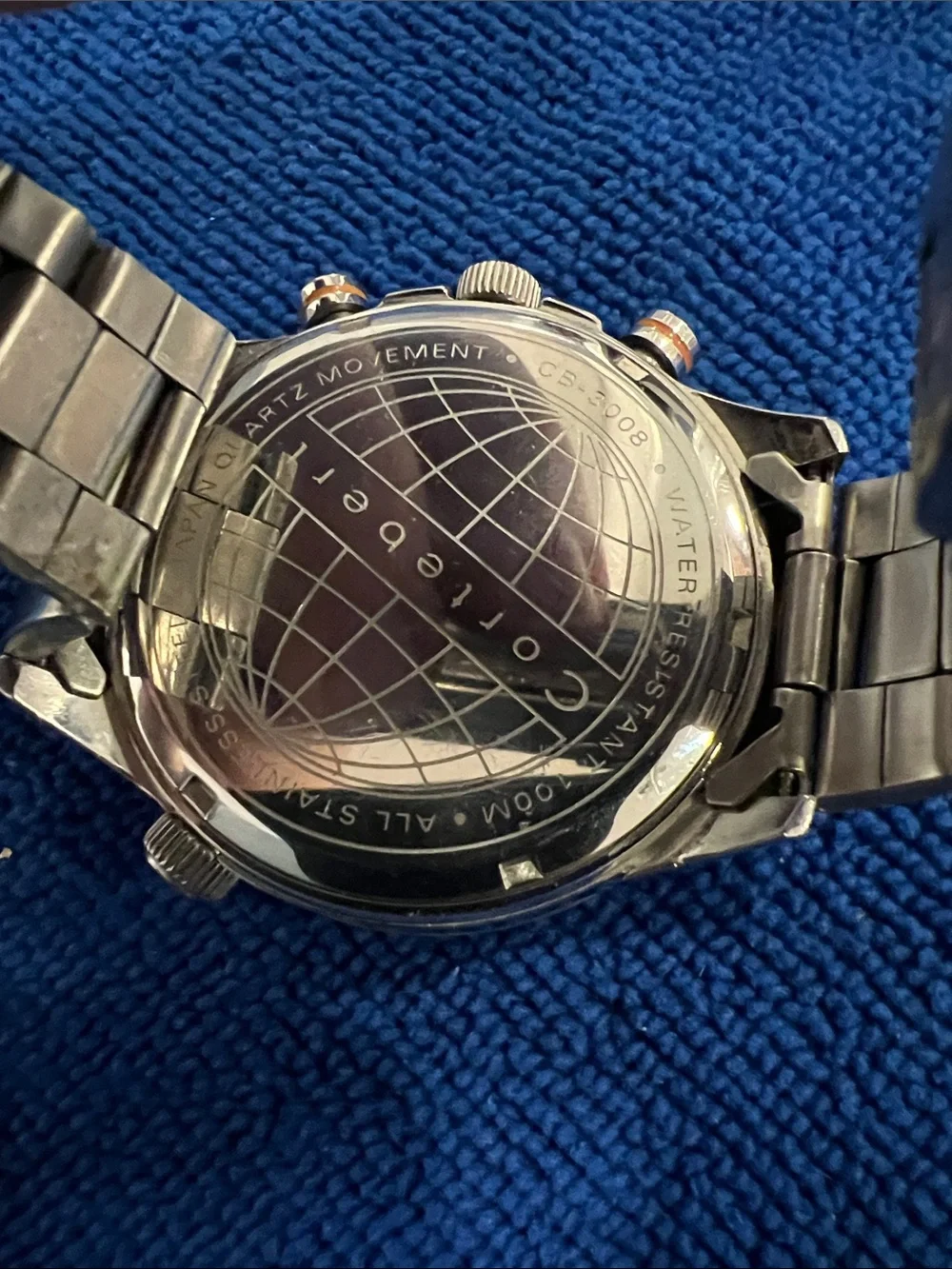 Cortebert Dual Time Blue Dial Stainless Steel Watch
